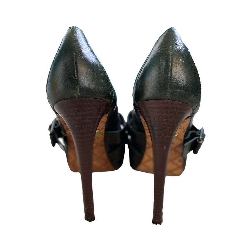 L.A.M.B Women’s Size 8.5 Finsbury Green Leather Mary Jane Buckle Platform Heels - Picture 6 of 14